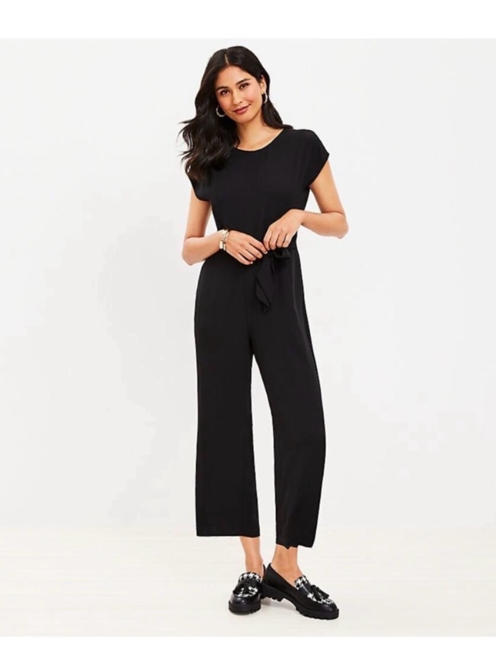 Loft black jersey jumpsuit